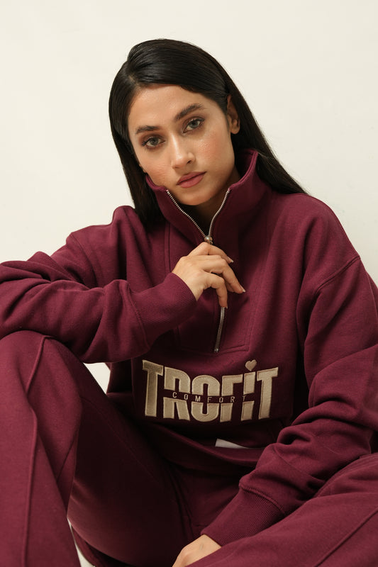 Chándal de terciopelo burdeos